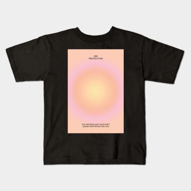 Angel Number 444 Peach Aura Kids T-Shirt by mystikwhale